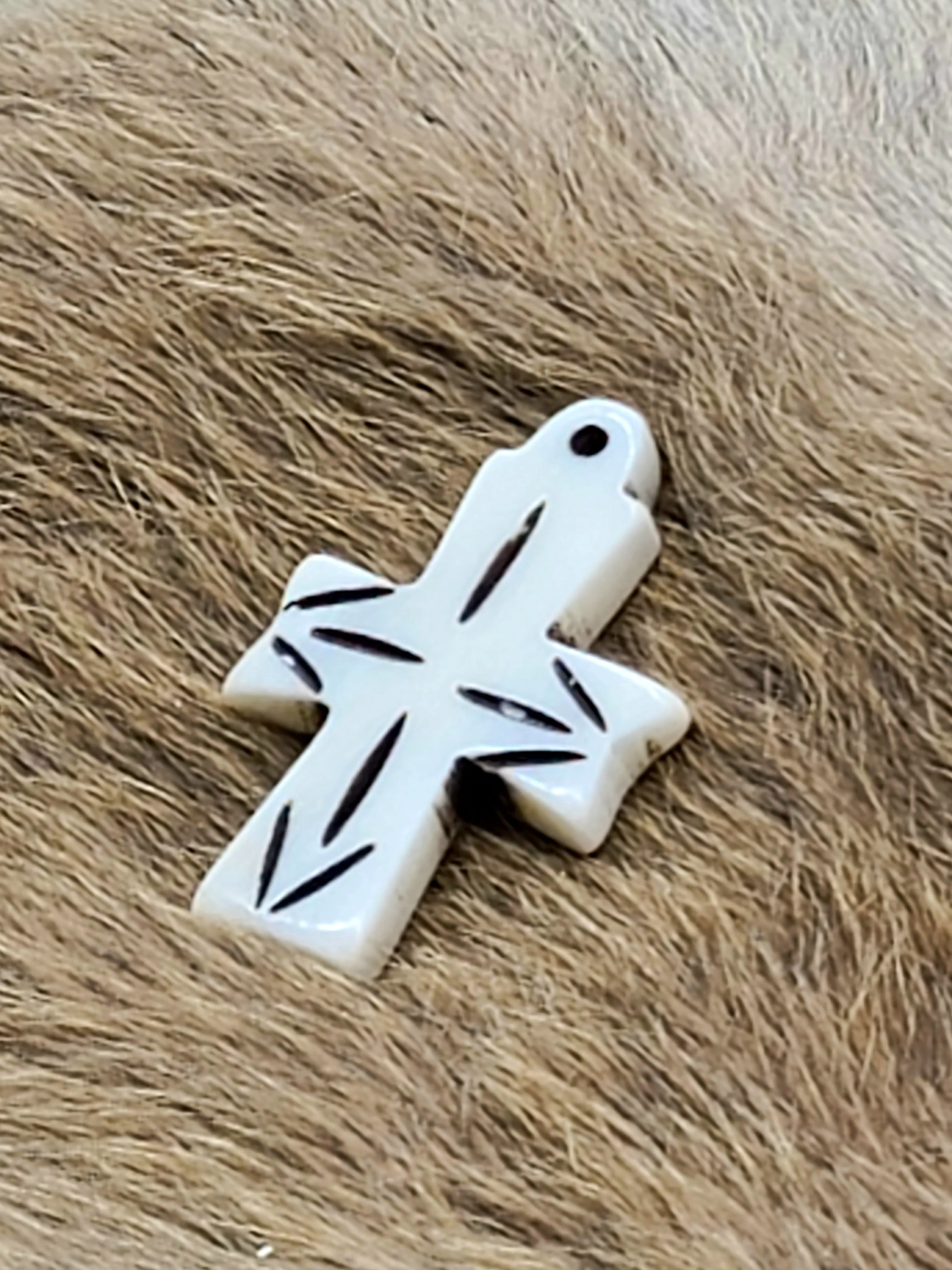 Cross Style Bone Pendant, Hand Crafted, use for Necklaces, Regalia, and Jewelry