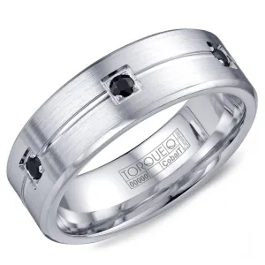 Crown Ring White Cobalt and Black Sapphires Wedding Band