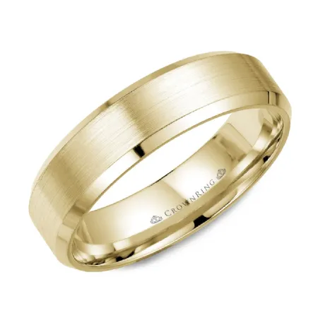 CrownRing (10K, 14K, 18K ) Gold (6mm) Brushed Centre and Polished Edge Band