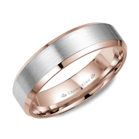 CrownRing (10K, 14K, 18K ) Gold (6mm) Brushed Centre and Polished Edge Band