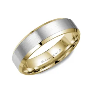 CrownRing (10K, 14K, 18K ) Gold (6mm) Brushed Centre and Polished Edge Band