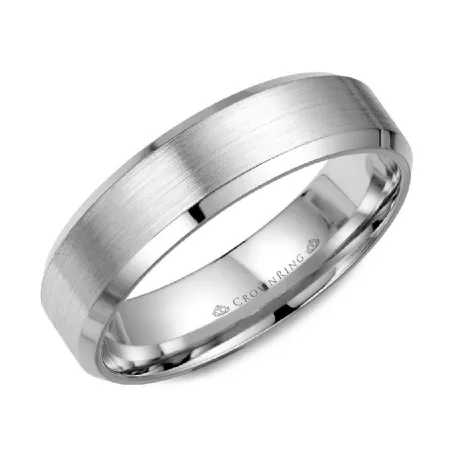 CrownRing (10K, 14K, 18K ) Gold (6mm) Brushed Centre and Polished Edge Band