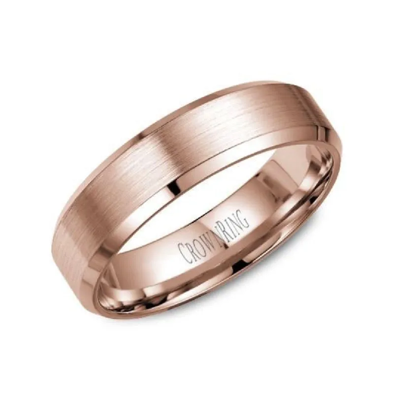 CrownRing (10K, 14K, 18K ) Gold (6mm) Brushed Centre and Polished Edge Band