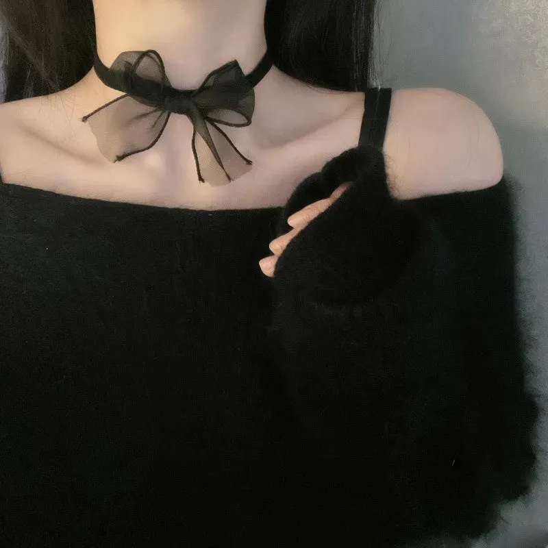 Crystal Statement Necklace Collar Black Lace Chokers Flower Necklaces For Women Girl Boho Flower Charms