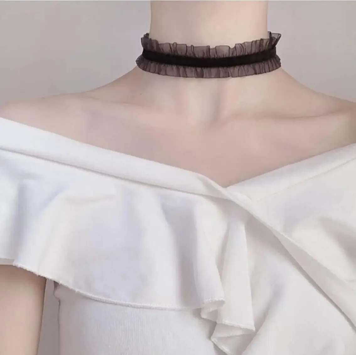 Crystal Statement Necklace Collar Black Lace Chokers Flower Necklaces For Women Girl Boho Flower Charms
