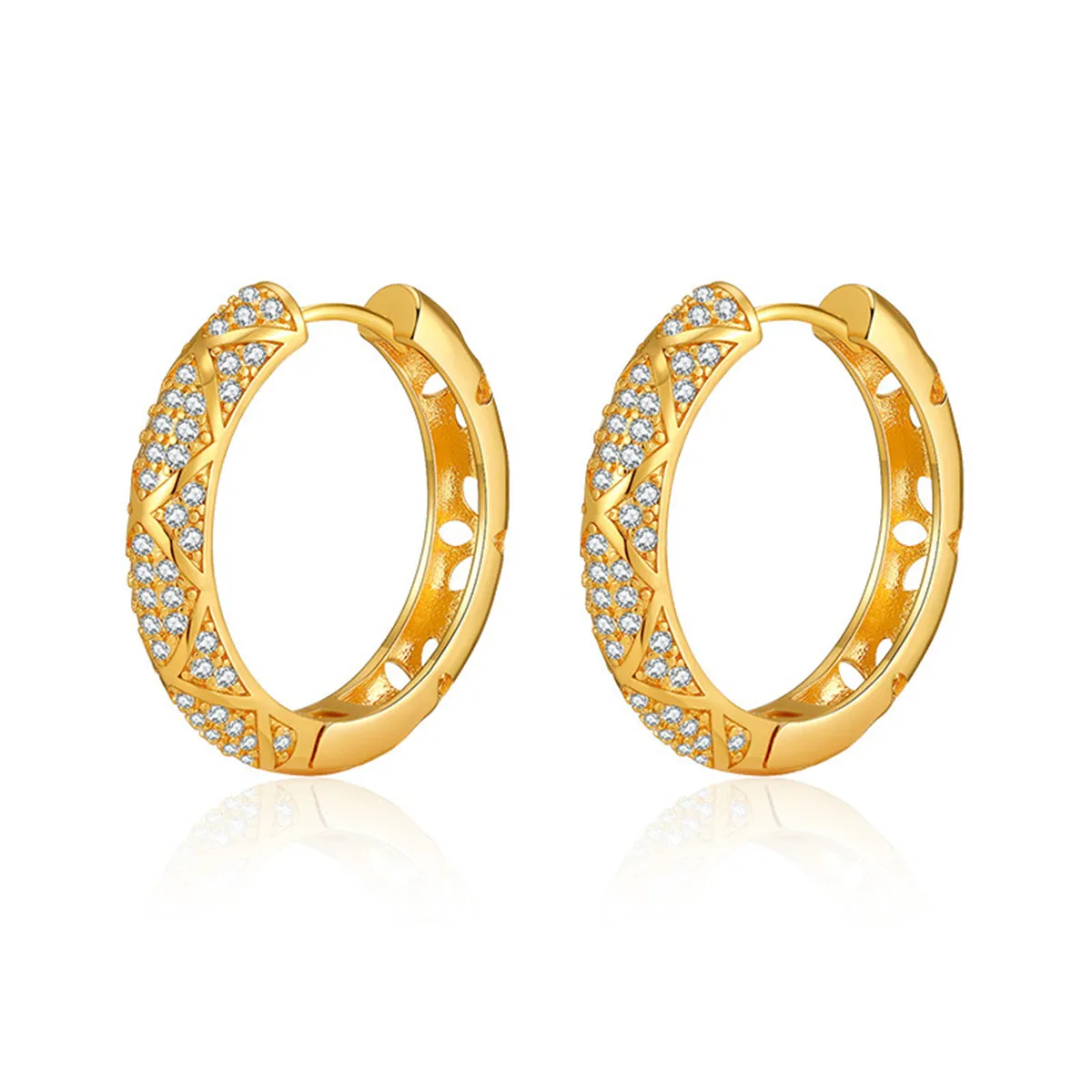 Cubic Zirconia & 18K Gold-Plated Huggie Earring