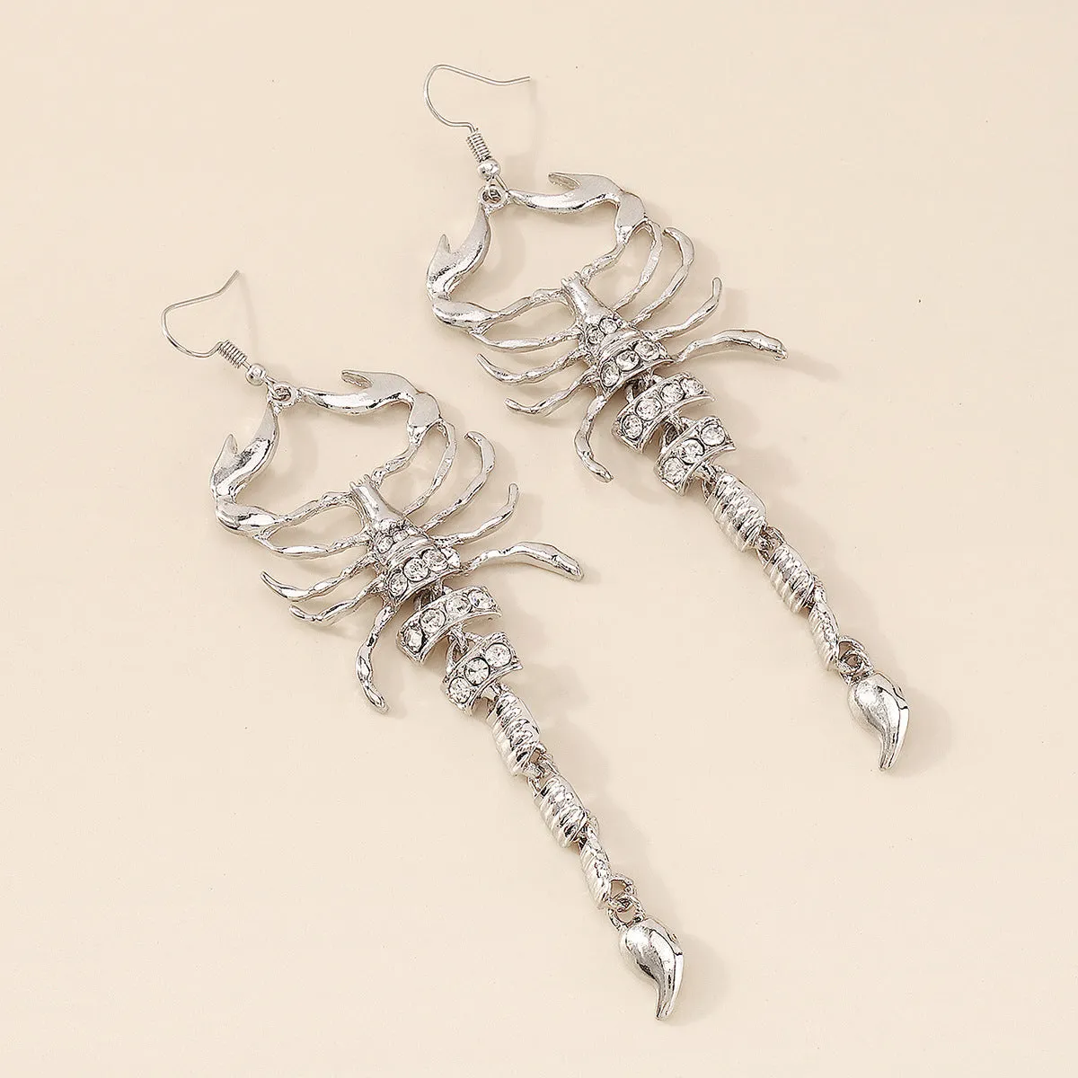 Cubic Zirconia & Silver-Plated Scorpion Drop Earrings