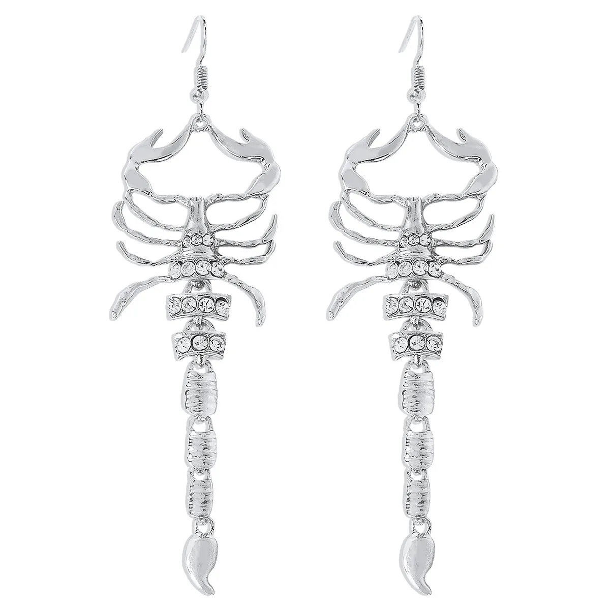 Cubic Zirconia & Silver-Plated Scorpion Drop Earrings