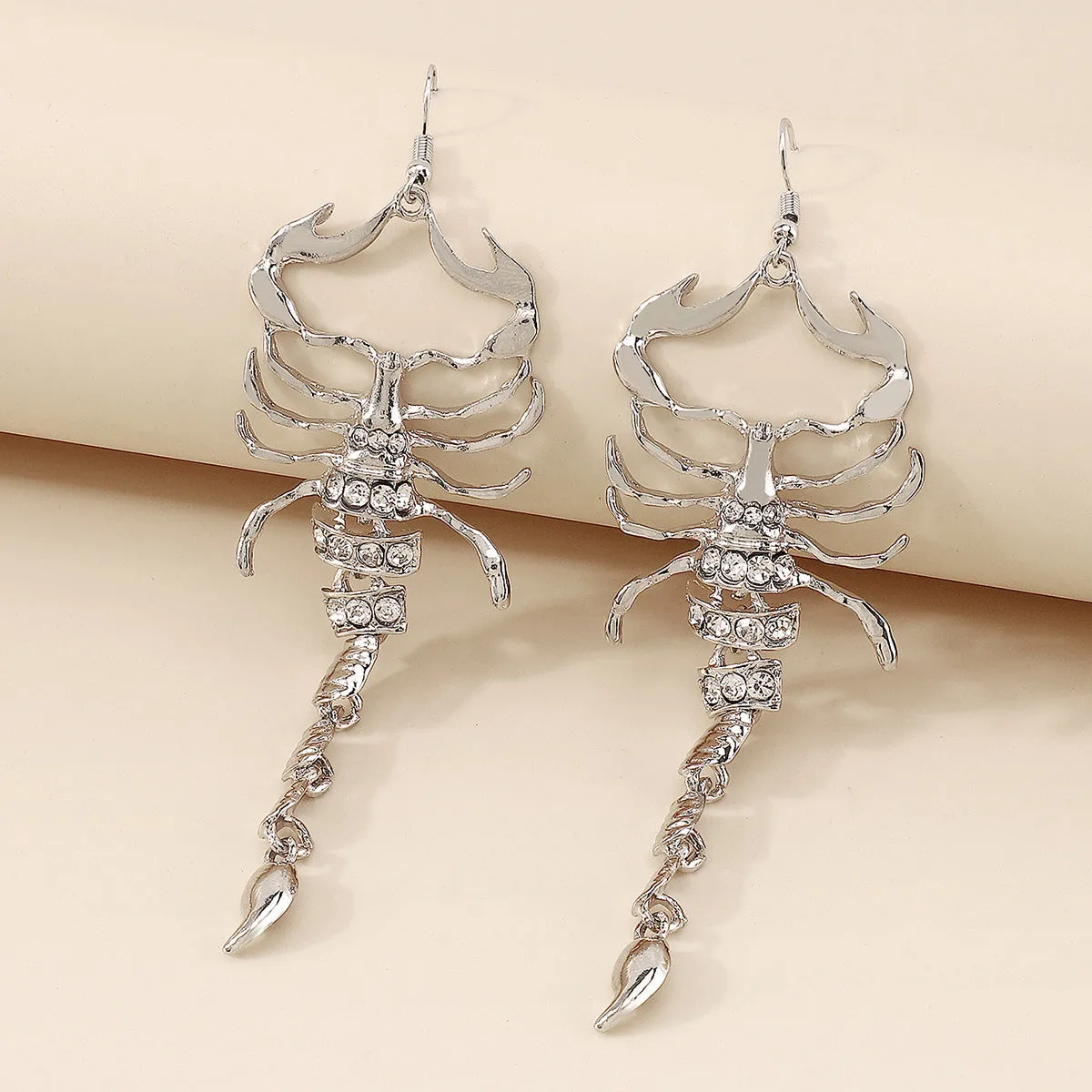 Cubic Zirconia & Silver-Plated Scorpion Drop Earrings