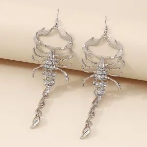 Cubic Zirconia & Silver-Plated Scorpion Drop Earrings