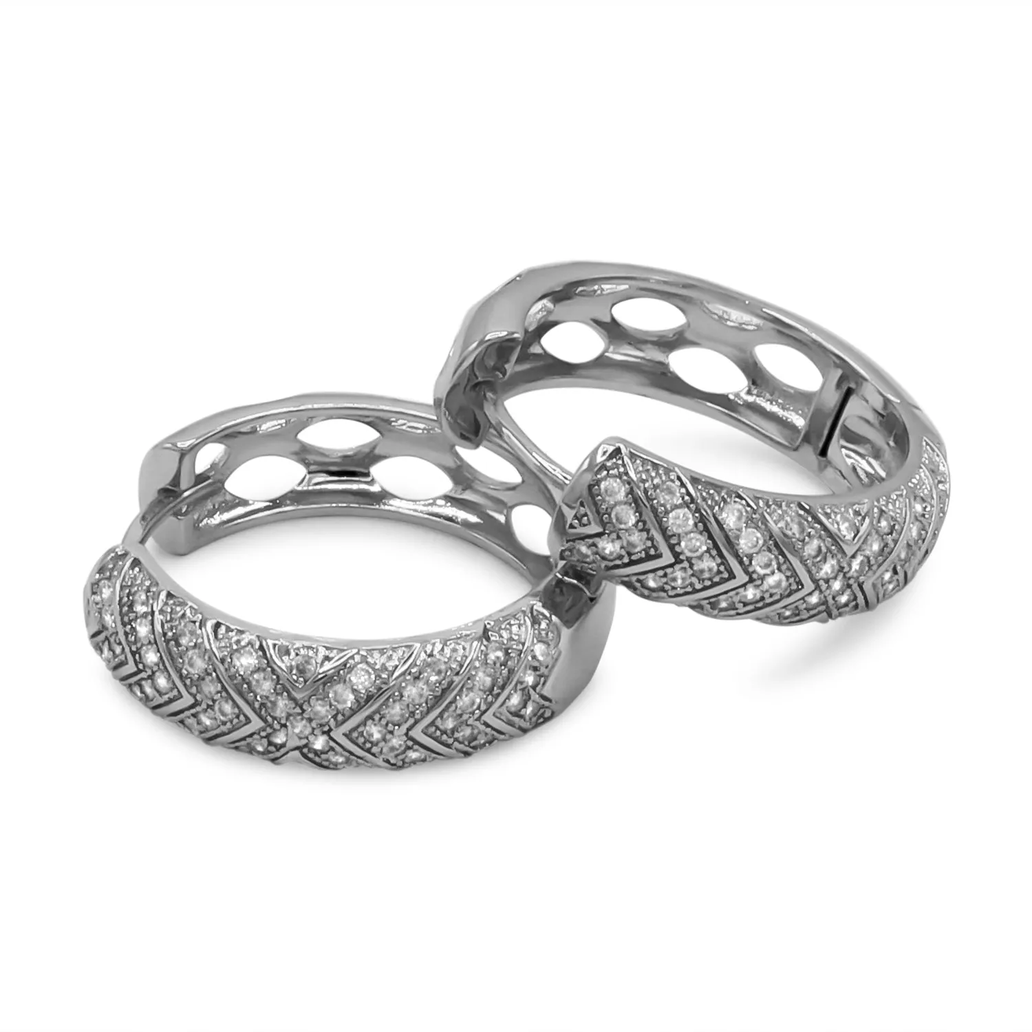 Cubic Zirconia Huggie Hoop Earrings Stainless Steel Hypoallergenic Women Cuffs