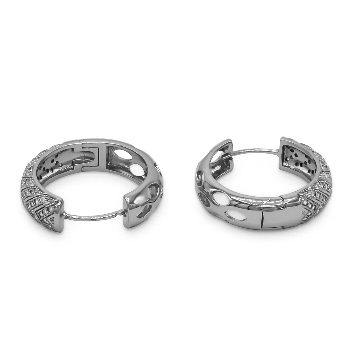 Cubic Zirconia Huggie Hoop Earrings Stainless Steel Hypoallergenic Women Cuffs