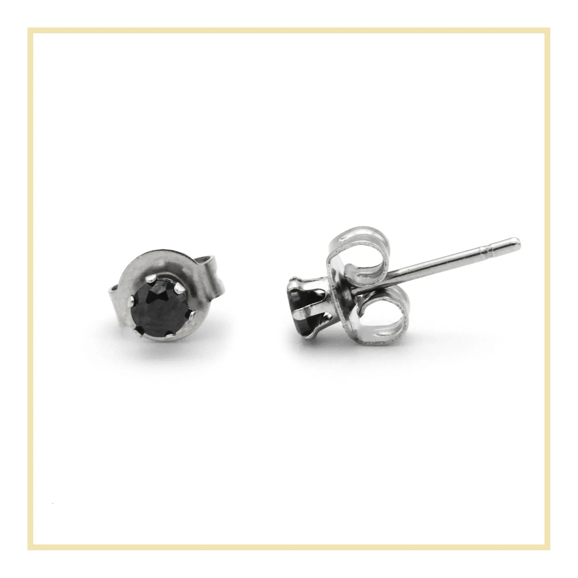 Cubic Zirconia Round Stud Earrings Stainless Steel Black Jewelry Men Women