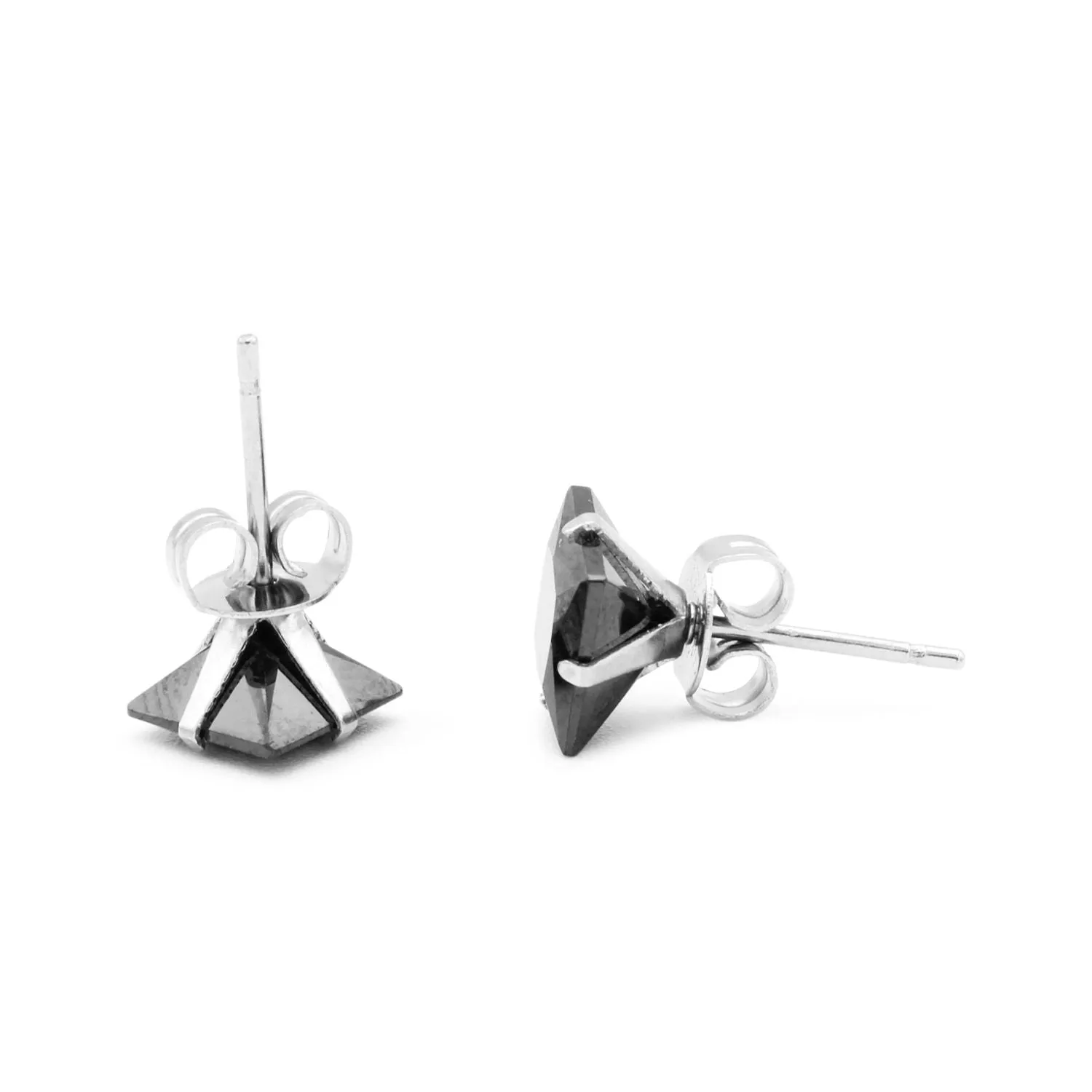 Cubic Zirconia Square Stud Earrings Stainless Steel Black Jewelry Men Women