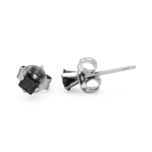 Cubic Zirconia Square Stud Earrings Stainless Steel Black Jewelry Men Women
