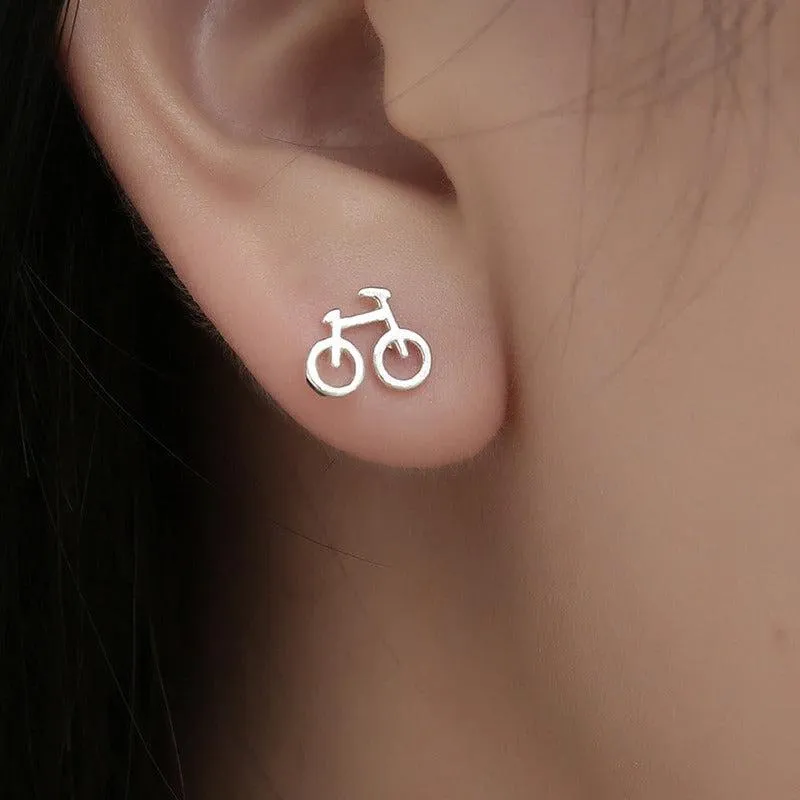 Cycolinks 925 Sterling Silver Bicycle Stud Earrings