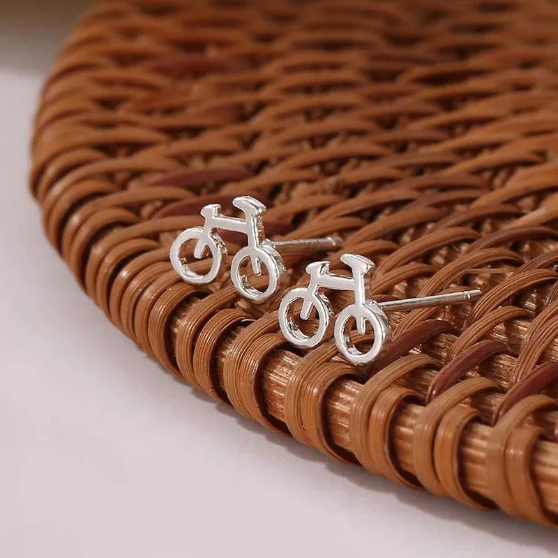 Cycolinks 925 Sterling Silver Bicycle Stud Earrings