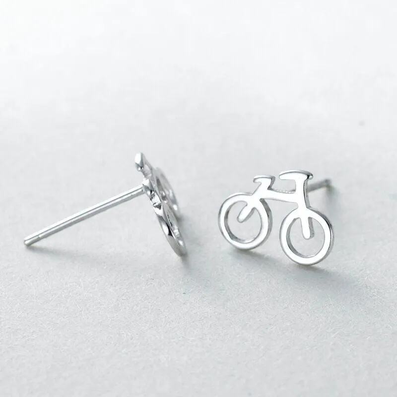 Cycolinks 925 Sterling Silver Bicycle Stud Earrings