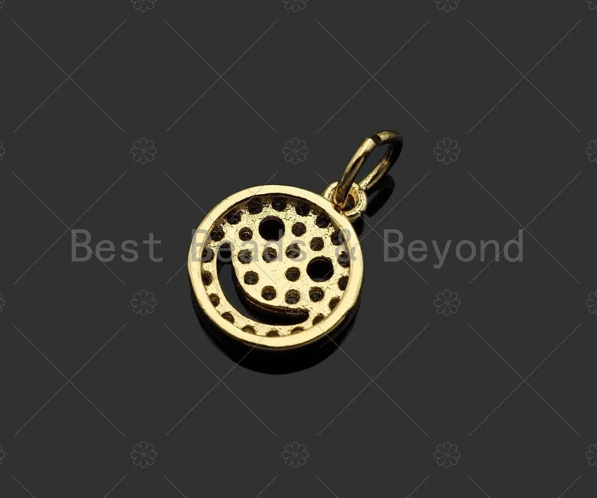 CZ Micro Pave Smiley Face Shape Pendant/Charm,Cubic Zirconia Charm, Necklace Bracelet Earring Charm Pendant,9x11mm, Sku#LK218