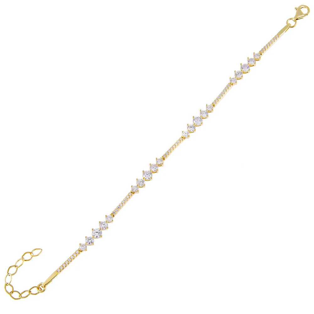 CZ Round X Bar Bracelet
