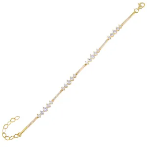 CZ Round X Bar Bracelet