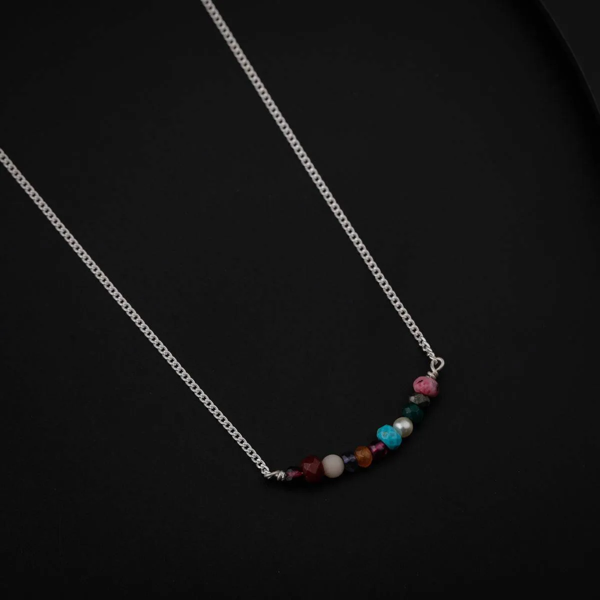 Daily Wear Chain Necklace with Semi Precious Stones