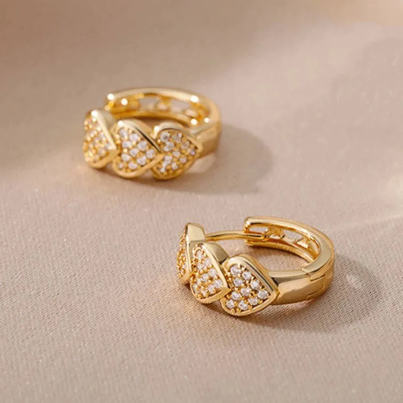 Dainty Hoop Heart Earrings