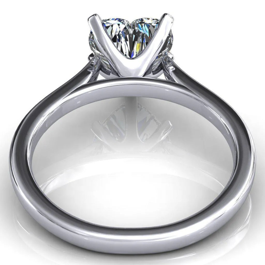 Darci Heart Moissanite 5 Prong Cathedral Solitaire Engagement Ring