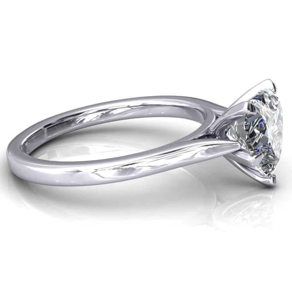 Darci Heart Moissanite 5 Prong Cathedral Solitaire Engagement Ring