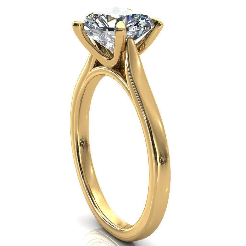 Darci Heart Moissanite 5 Prong Cathedral Solitaire Engagement Ring