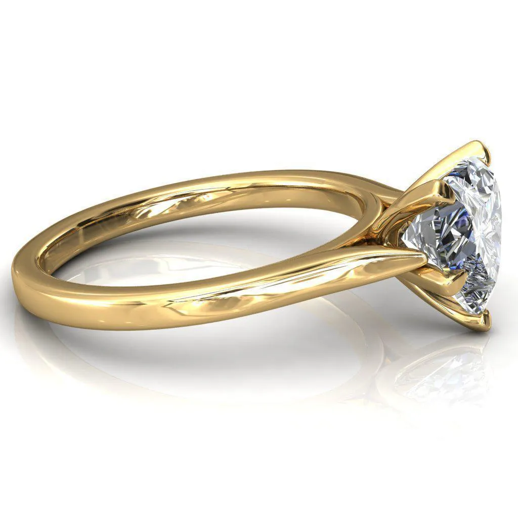 Darci Heart Moissanite 5 Prong Cathedral Solitaire Engagement Ring