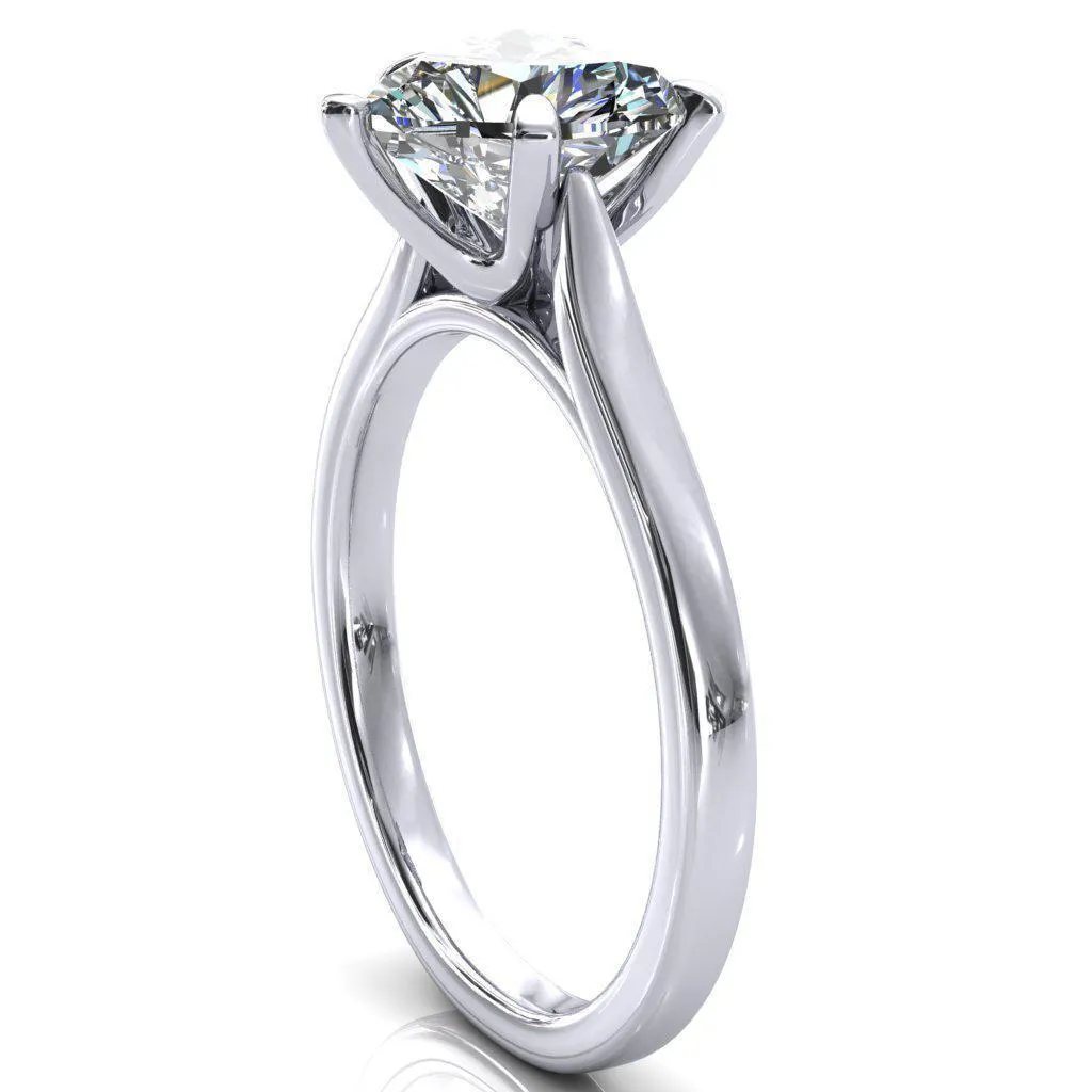 Darci Heart Moissanite 5 Prong Cathedral Solitaire Engagement Ring