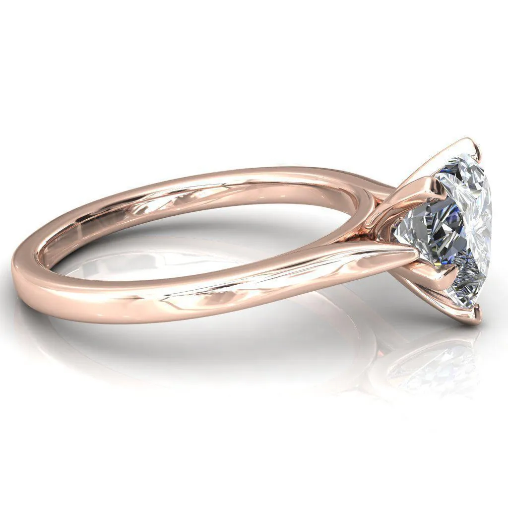 Darci Heart Moissanite 5 Prong Cathedral Solitaire Engagement Ring