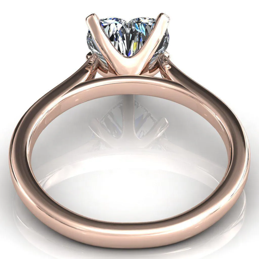 Darci Heart Moissanite 5 Prong Cathedral Solitaire Engagement Ring
