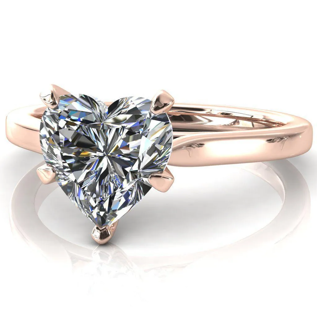 Darci Heart Moissanite 5 Prong Cathedral Solitaire Engagement Ring