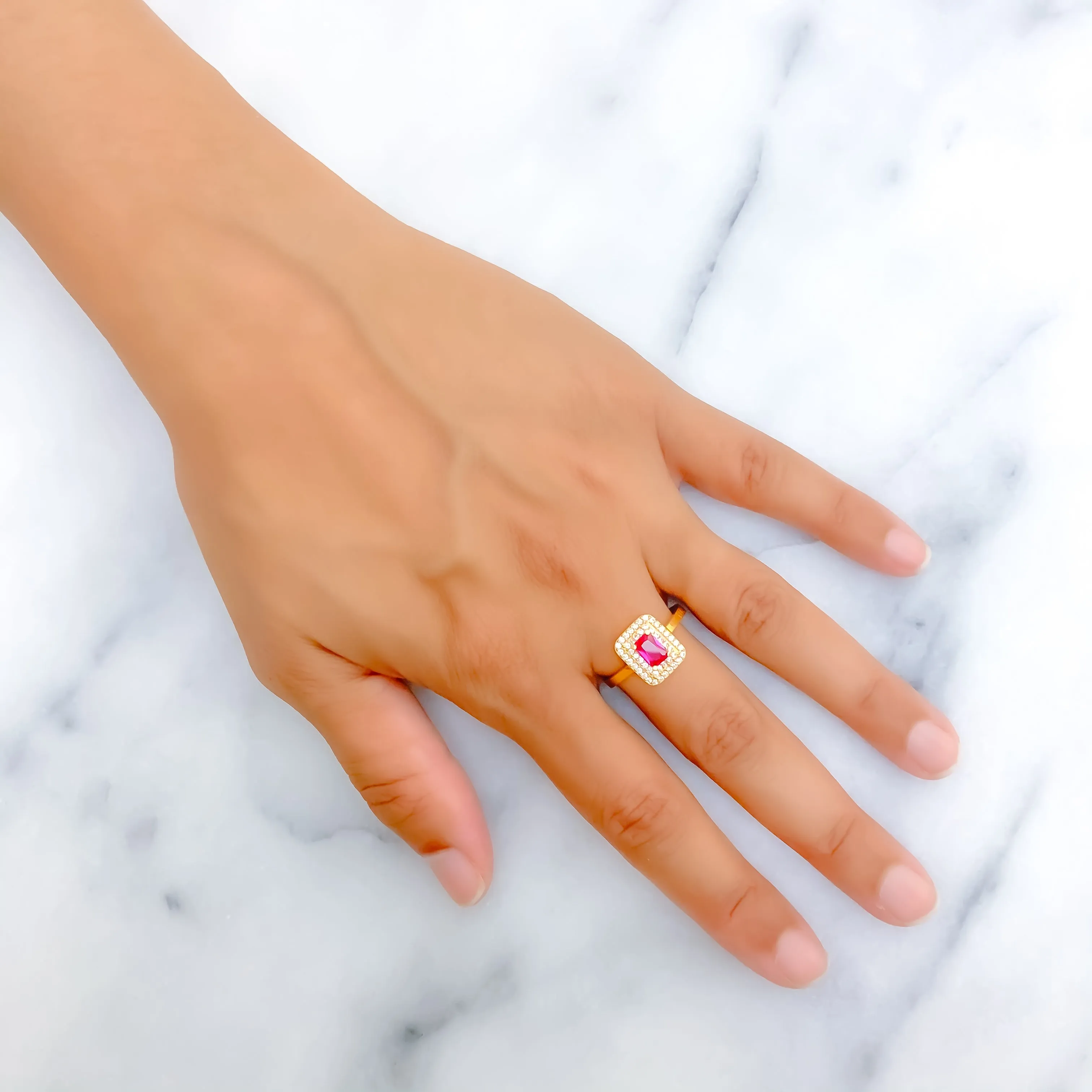 Dazzling Vibrant 22k Gold CZ Ring w/ Solitaire Stone