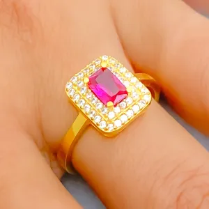 Dazzling Vibrant 22k Gold CZ Ring w/ Solitaire Stone