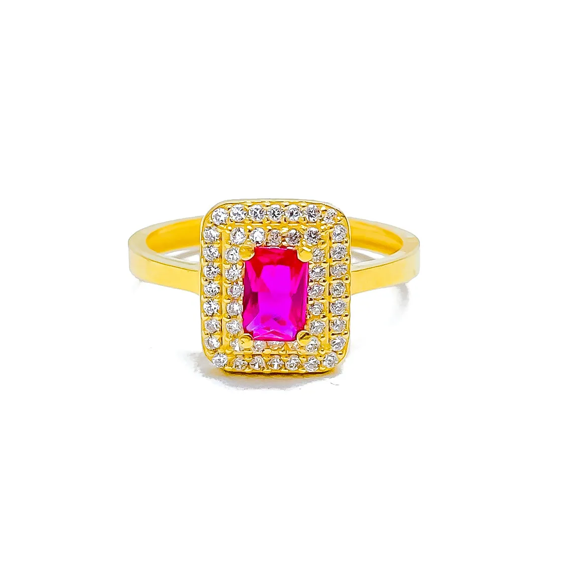 Dazzling Vibrant 22k Gold CZ Ring w/ Solitaire Stone