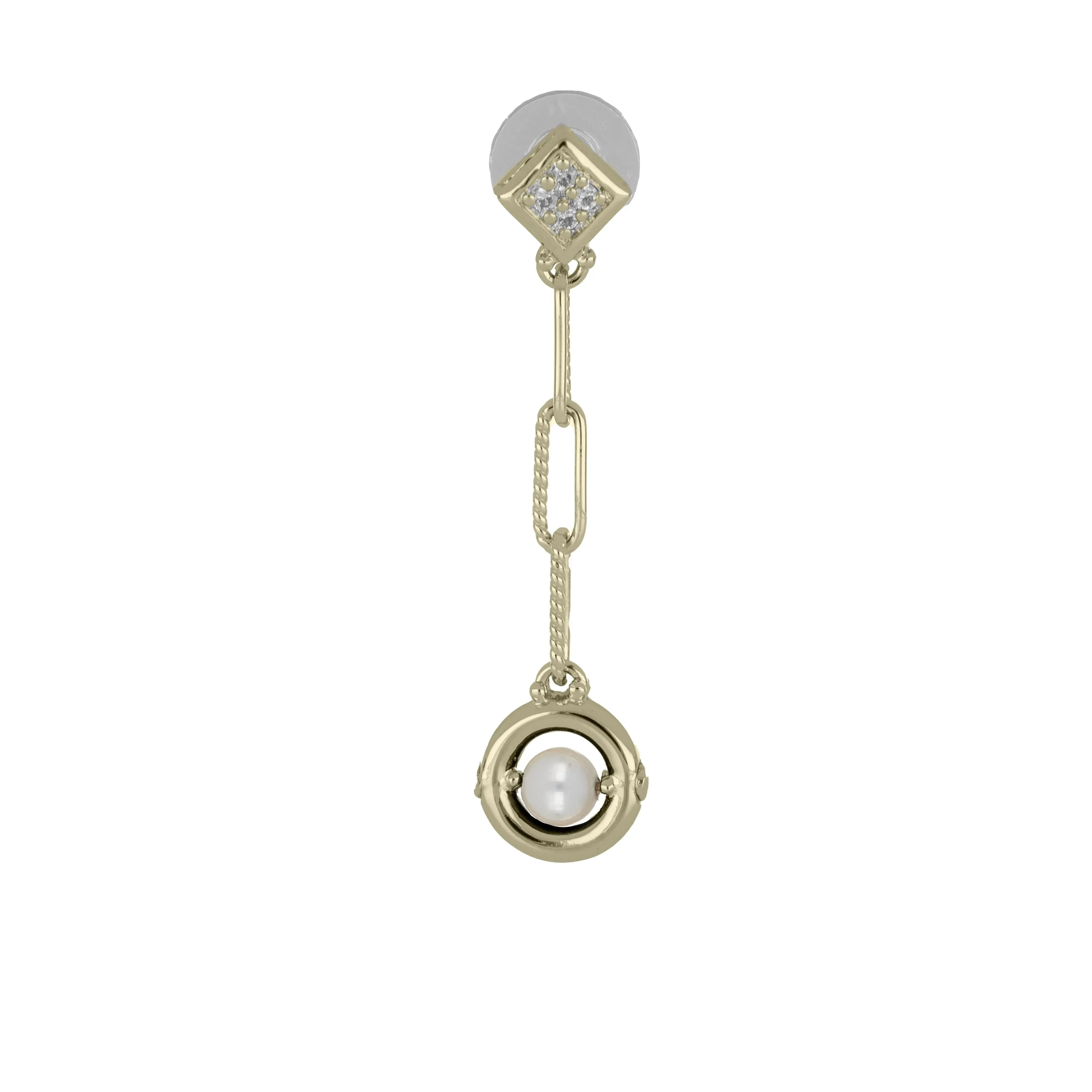 Diamante - Link Earrings with Pearl Inset