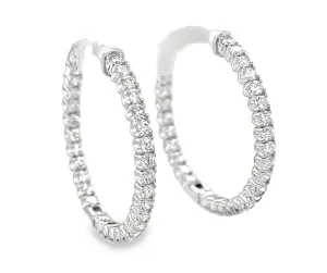 Diamond "Inside-Out" Hoop Earrings in 14k White Gold, 2.05 Carats Total