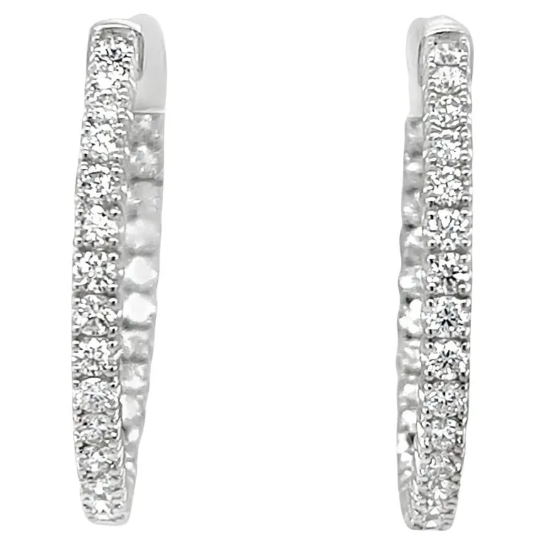 Diamond "Inside-Out" Hoop Earrings in 14k White Gold, 2.05 Carats Total
