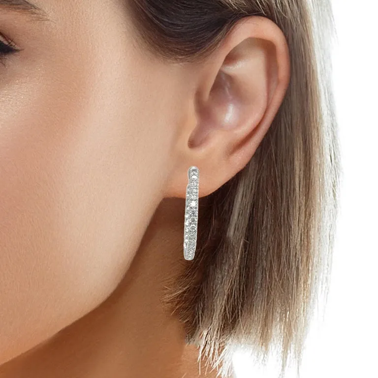 Diamond "Inside-Out" Hoop Earrings in 14k White Gold, 2.05 Carats Total
