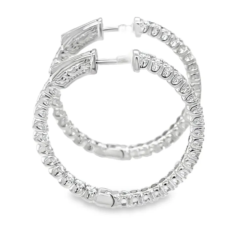 Diamond "Inside-Out" Hoop Earrings in 14k White Gold, 2.05 Carats Total