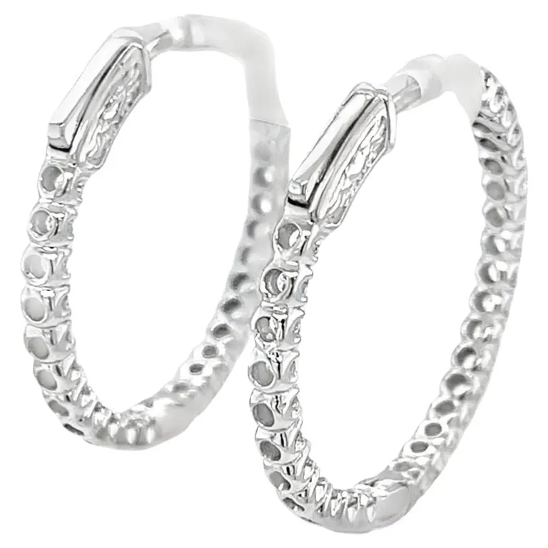Diamond "Inside-Out" Hoop Earrings in 14k White Gold, 2.05 Carats Total