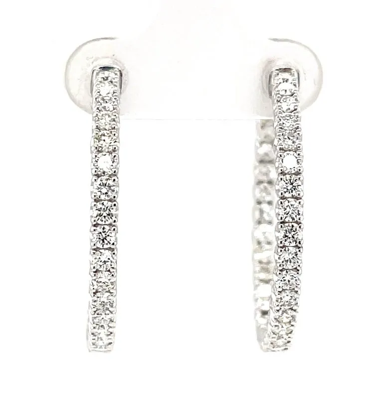 Diamond "Inside-Out" Hoop Earrings in 14k White Gold, 2.05 Carats Total