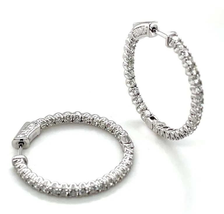 Diamond "Inside-Out" Hoop Earrings in 14k White Gold, 2.05 Carats Total
