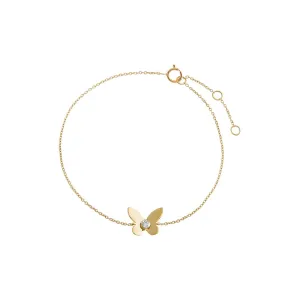 Diamond Solitaire Butterfly Bracelet 14K