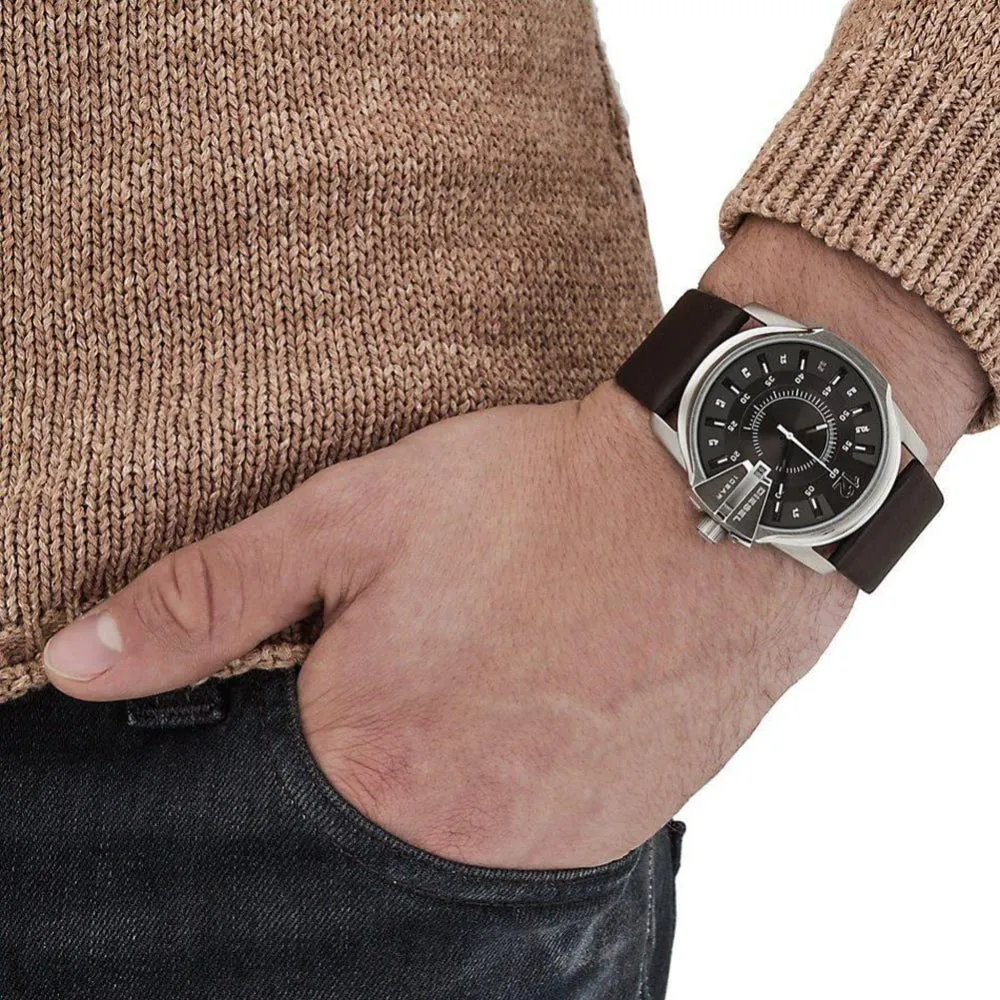 Diesel Mega Chief Men's Brown Leather Strap Watch