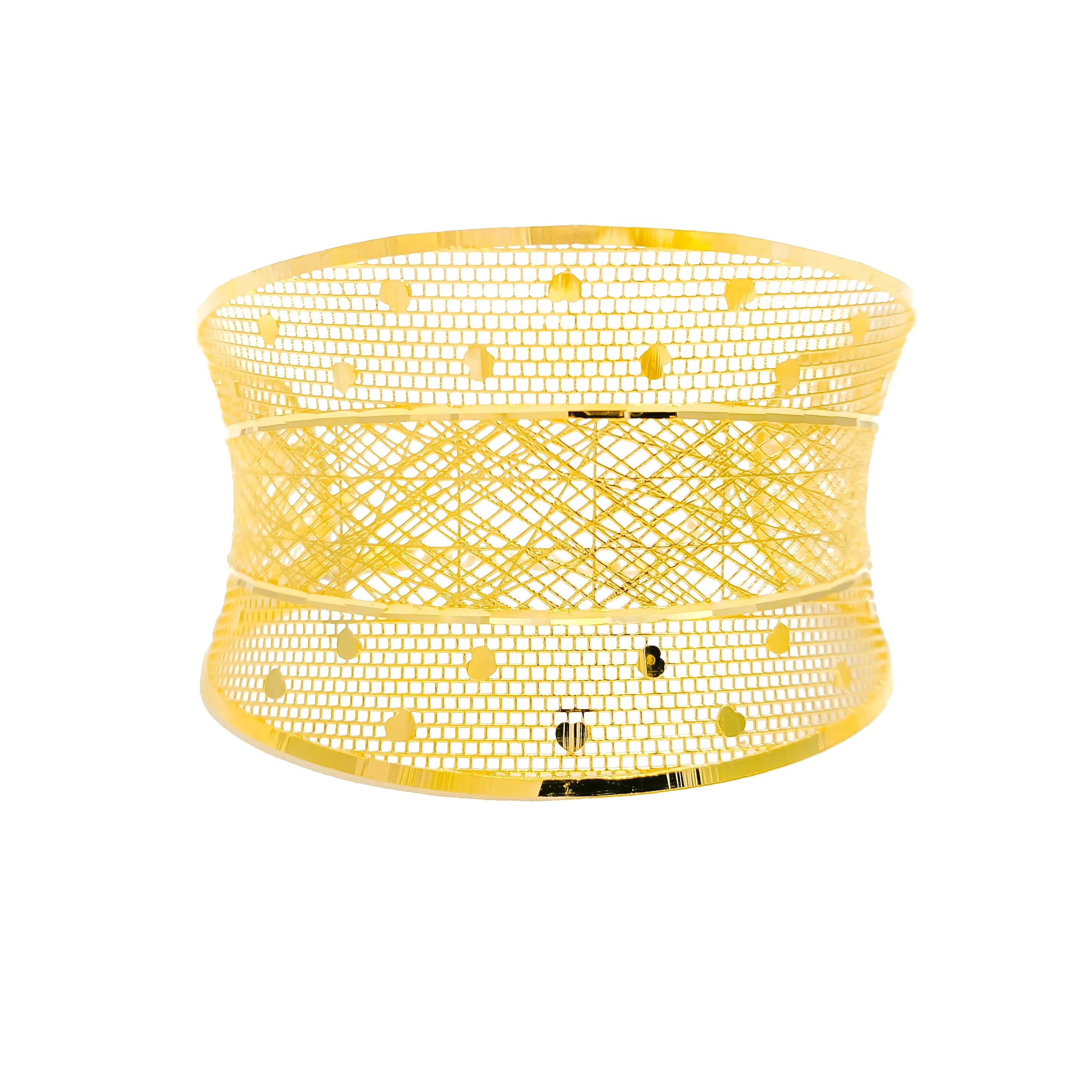 Dotted Impeccable Embellished 21K Gold Bangle Bracelet