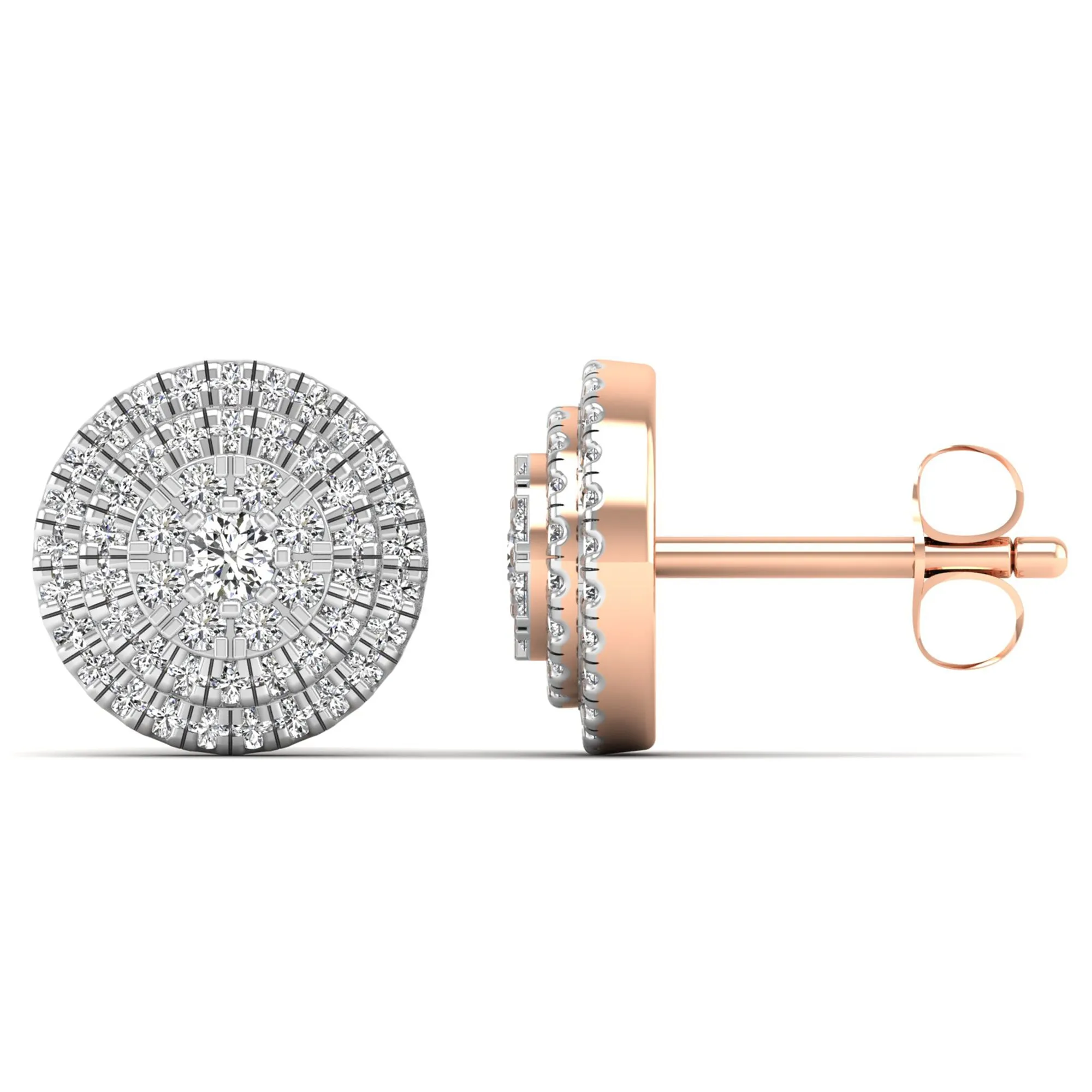 Double Frame Diamond Stud Earrings